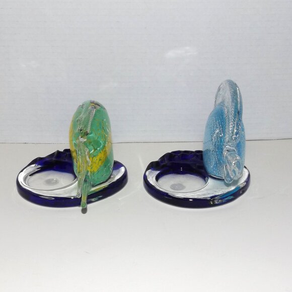 Pair of PartyLite Vintage Art Glass Tropical Fish Tealight Candle Holders - Picture 4 of 8